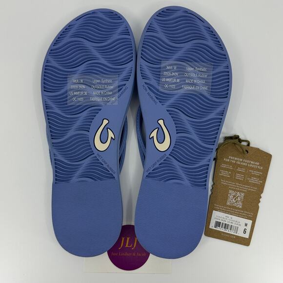 OluKai Womens 'Aka Water Resistant Knotted Beach Thong Sandals Cloud Blue Size 6 - Picture 9 of 10